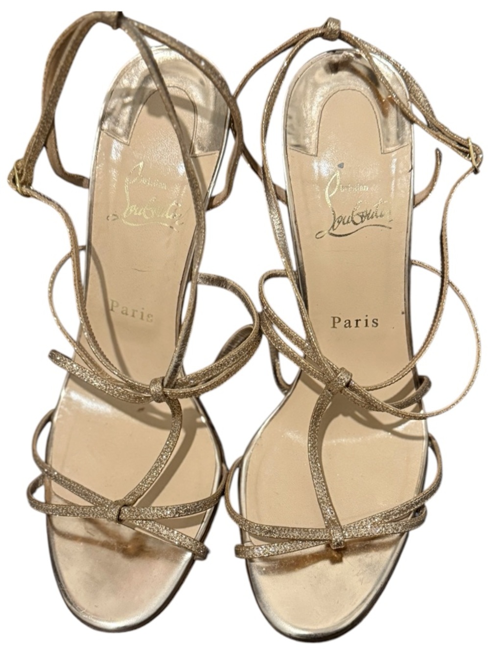 Vintage Christian Louboutin Gold Strappy Sandals Heels Women’s EU 40 - Picture 5 of 7